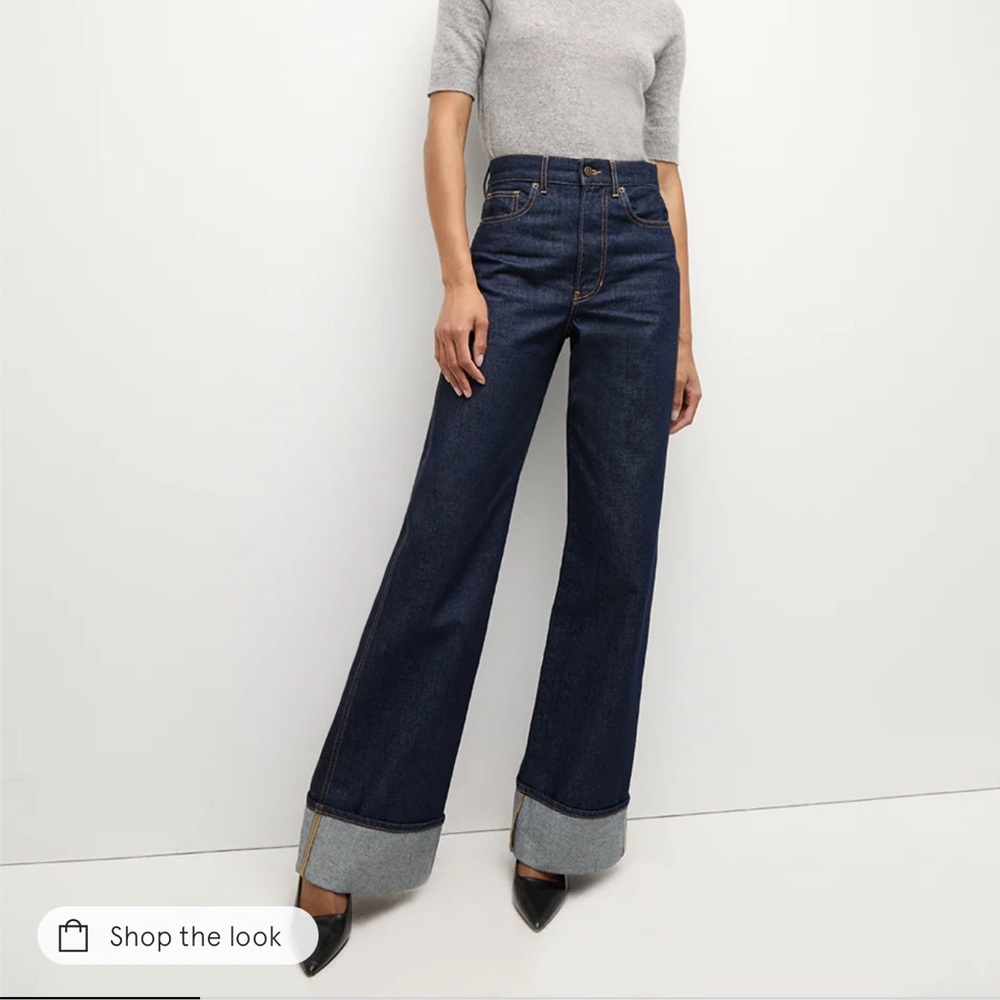 Veronica Beard Taylor Taylor Cuffed Wide-Leg Jean 26 EUC